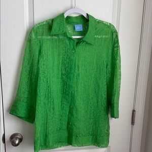 Vibrant Green Button-Up Blouse
